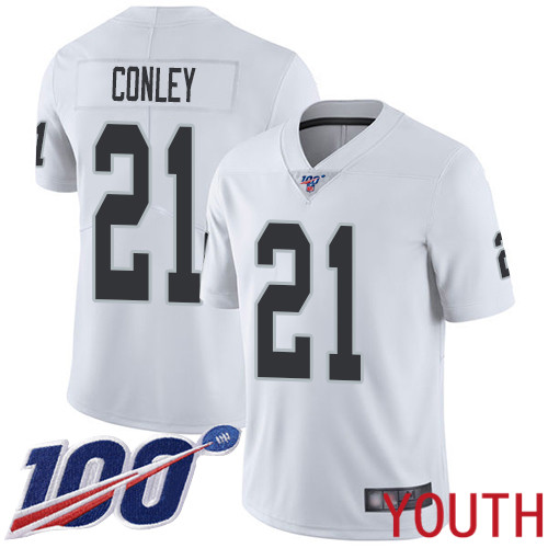 Oakland Raiders Limited White Youth Gareon Conley Road Jersey NFL Football #21 100th Season Vapor Jersey->nfl t-shirts->Sports Accessory